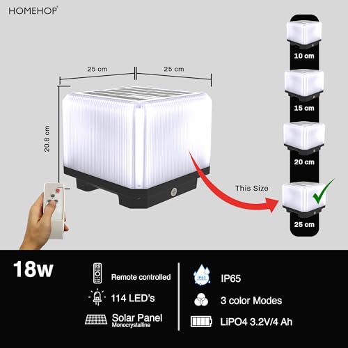 Homehop Solar Light for Garden Waterproof 114 LED Compound Wall Lamp for Home, Garden, Patio, Yard Automatic with Three Color Modes (3.2V/4000mah/ABS/18W) - Image 3