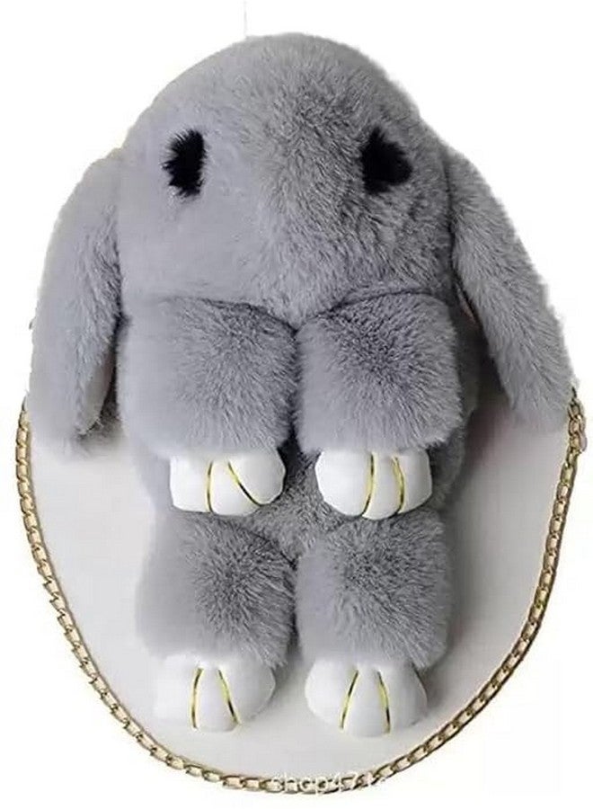 Napp Mall Cute Bunny Sling Bag Fluffy Sling Bags For Girls Kids Rabit Shaped bags Crossbody Plush Purse with Shoulder Chain handbags for Children stylish latest kids sling bags best kids birthday gift - Image 1