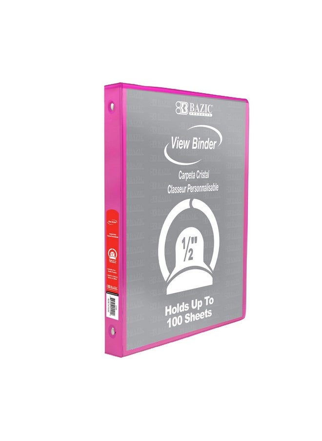 Bazic Products Bazic 3 Ring Binder 12 Economy View Binders Organizer Fuchsia Round Ring Hold 100 Sheets Paper For School Office Home 1Count  - Image 1