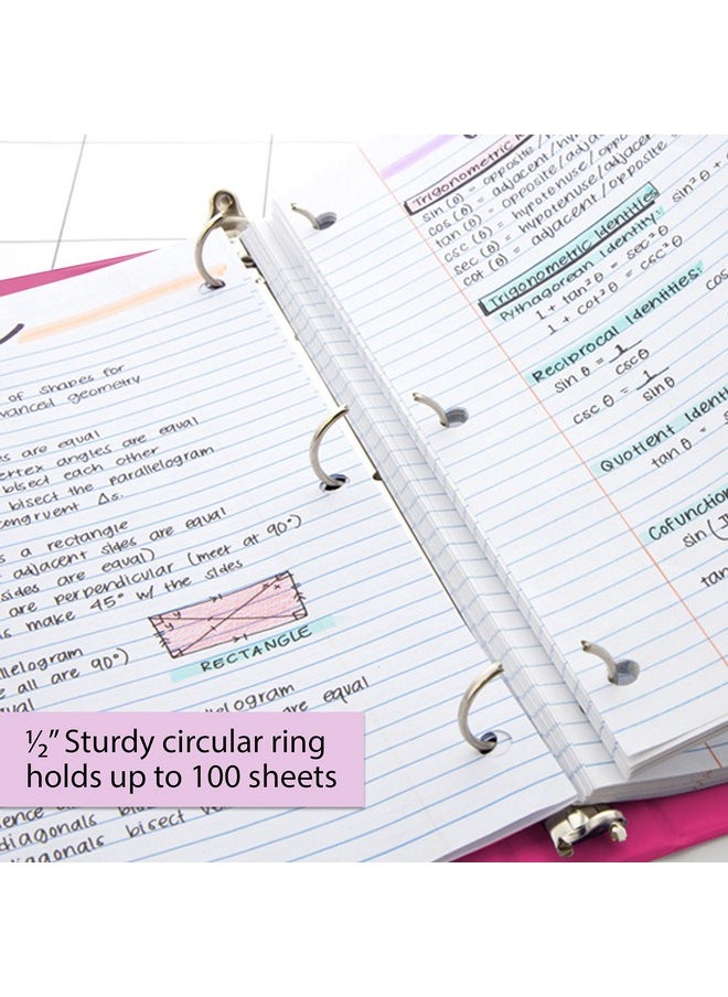 Bazic Products Bazic 3 Ring Binder 12 Economy View Binders Organizer Fuchsia Round Ring Hold 100 Sheets Paper For School Office Home 1Count  - Image 4