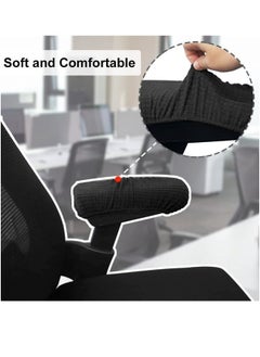 Chair Arm Pad Covers, Office Chair Armrest Cover Removable Elastic Washable Waterproof Fabricchair Armrest Covers Soft Armrest Cushion Pad For Home Or Office Chair(2 Pair Black)