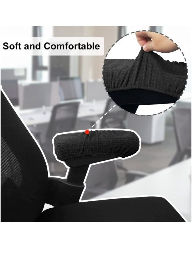 Generic - Chair Arm Pad Covers, Office Chair Armrest Cover Removable Elastic Washable Waterproof Fabricchair Armrest Covers Soft Armrest Cushion Pad For Home Or Office Chair(2 Pair Black) - Image 1