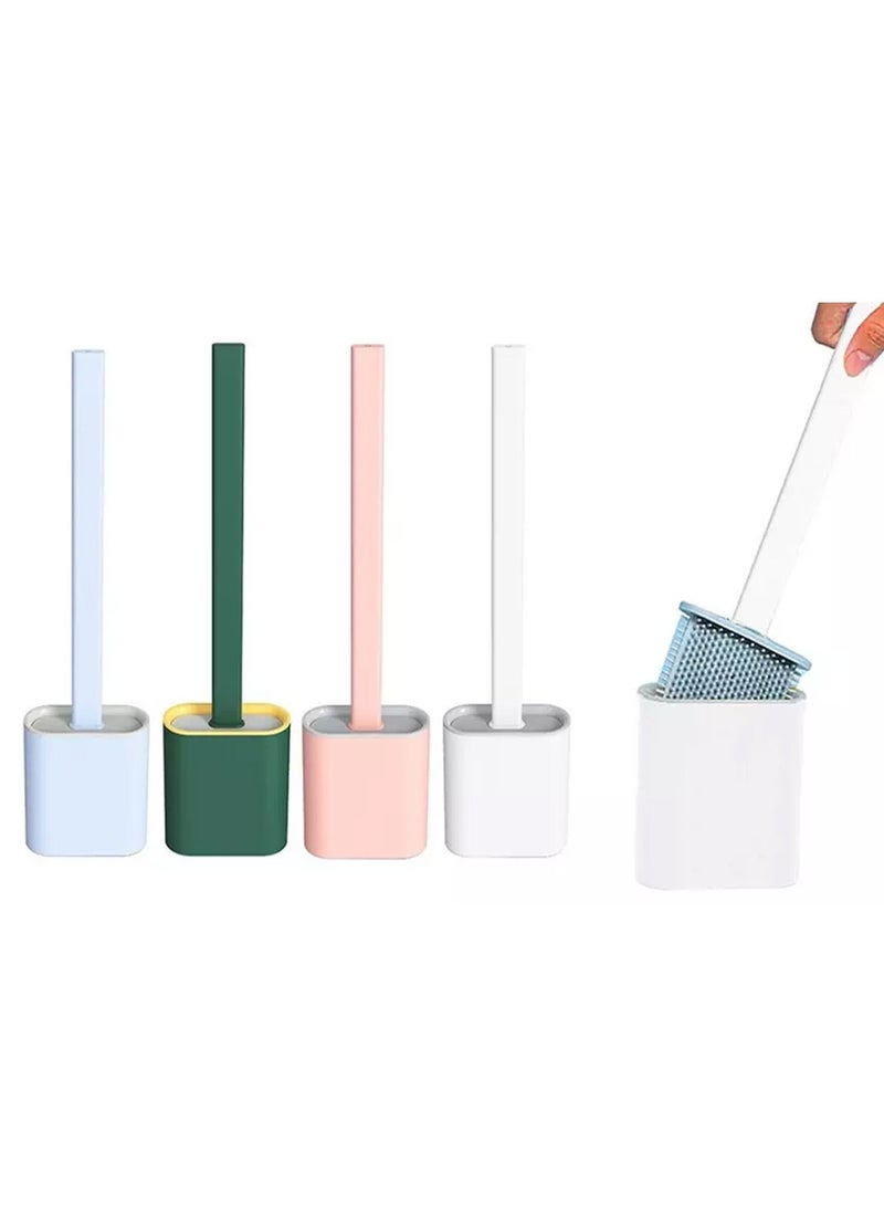 DubaiGallery 1 PCS Random Colour Silicone Toilet Brush Wc Gap Brush With Holder Flat Head Soft Bristles Cleaning Brushes With Quick Drying Bracket Bathroom Tool - Image 1