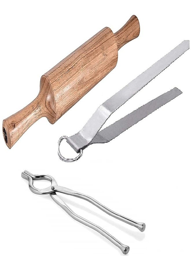 RJ kitchenware Store متجر أدوات المطبخ RJ Roti Belan الفولاذ المقاوم للصدأ Pakkad، سانسي سانداسي تونغ كماشة حامل أدوات المطبخ الساخنة بيلان (عبوة من 3) سانداسي تونغ ودبوس رول بيلان المتداول - Image 1