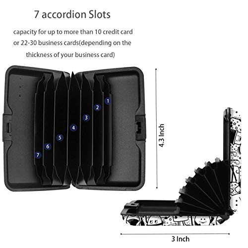 Coco Rossi Mini Credit Card Holder for Women,RFID Blocking Slim Hard Card Case ID Case Travel Wallet,Black and White Cartoons - Image 5
