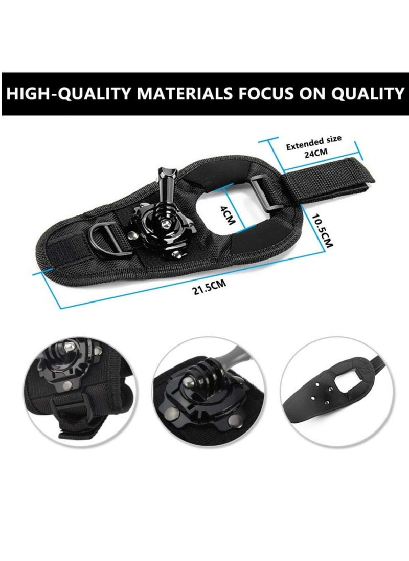 Generic - 360 Degree Rotation Hand Strap Mount for GoPro Hero 10 9 8 7 6 5 Black Session,Hand Glove Wrist Strap Mount for AKASO Xiaoyi DJI OSMO Action Camera Accessories - Image 1