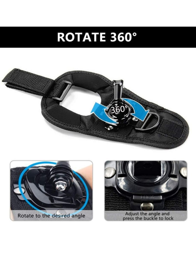 Generic - 360 Degree Rotation Hand Strap Mount for GoPro Hero 10 9 8 7 6 5 Black Session,Hand Glove Wrist Strap Mount for AKASO Xiaoyi DJI OSMO Action Camera Accessories - Image 1