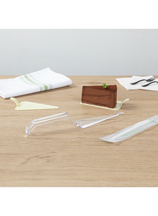 Restaurantware Cater Tek 10 x 2 x 1 Inch Pie Servers, 100 Disposable Pie Spatulas - Serrated Edges, Triangle Shape, Clear Plastic Pie Cutter And Slicers, With Handle, Serves Cake, Pie And Pizza - Image 3