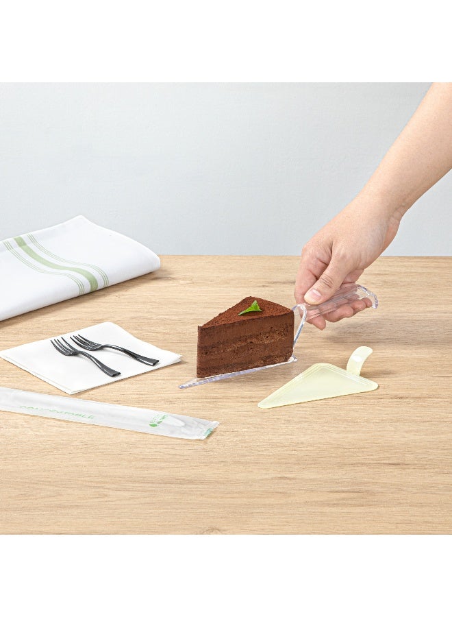 Restaurantware Cater Tek 10 x 2 x 1 Inch Pie Servers, 100 Disposable Pie Spatulas - Serrated Edges, Triangle Shape, Clear Plastic Pie Cutter And Slicers, With Handle, Serves Cake, Pie And Pizza - Image 5
