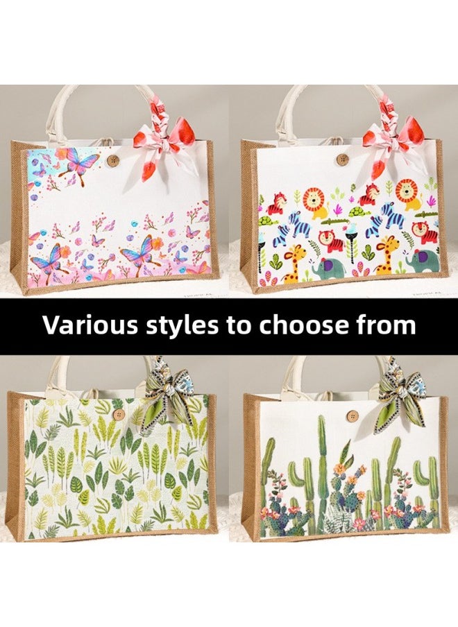 Generic - Butterfly Bart Diy Material Bag March 8th Women's Day Canvas Bag Children's Hand-made Creative Linen Bag Group Building Activities-Color:Romantic Frank - Image 1