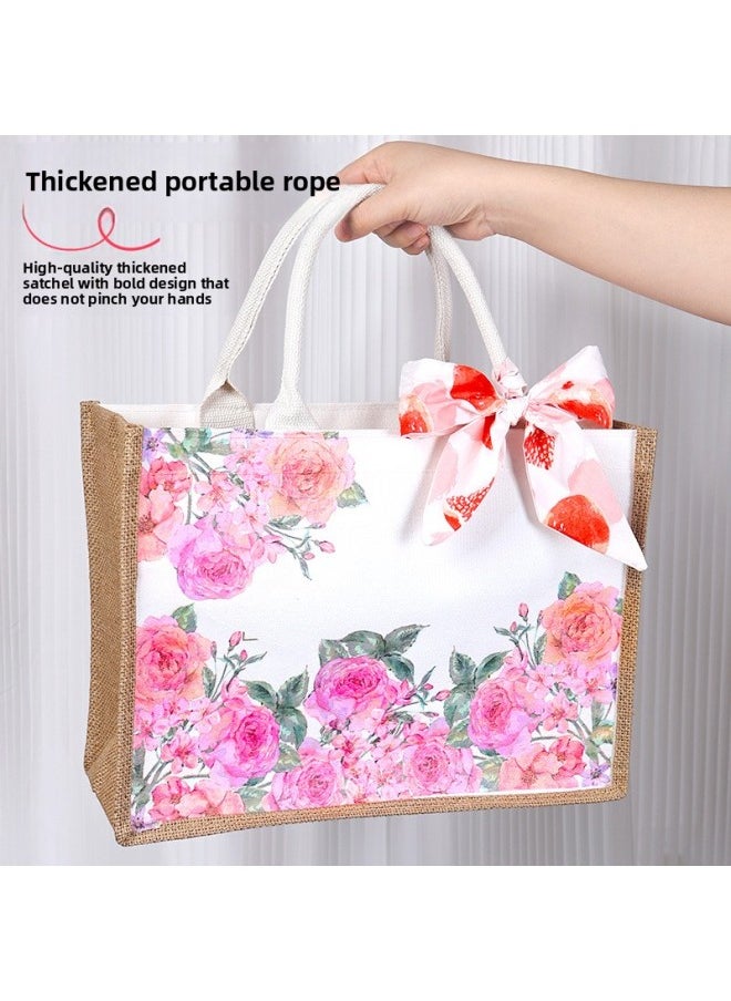 Generic - Butterfly Bart Diy Material Bag March 8th Women's Day Canvas Bag Children's Hand-made Creative Linen Bag Group Building Activities-Color:Romantic Frank - Image 1