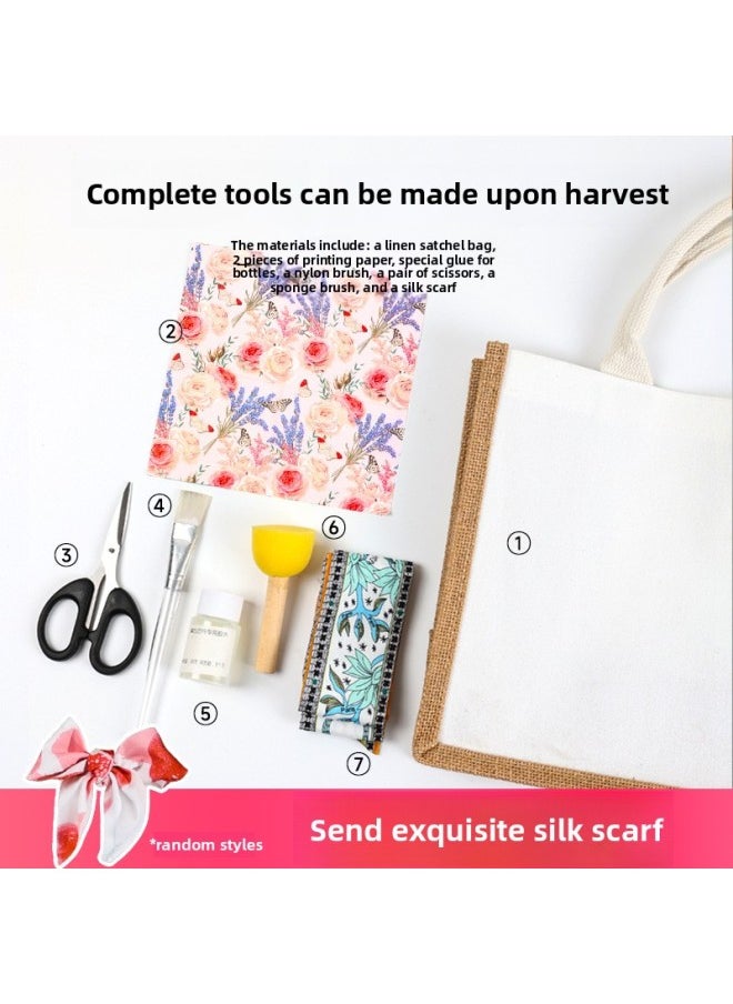 Generic - Butterfly Bart Diy Material Bag March 8th Women's Day Canvas Bag Children's Hand-made Creative Linen Bag Group Building Activities-Color:Romantic Frank - Image 1