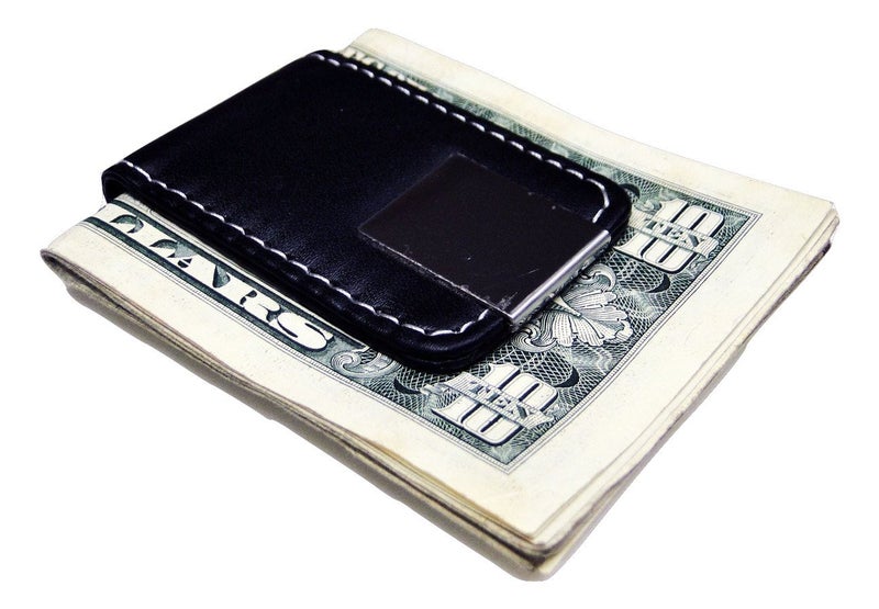 Tapp Collections Black Leather Magnetic Money Clip with Chrome Design - Image 5