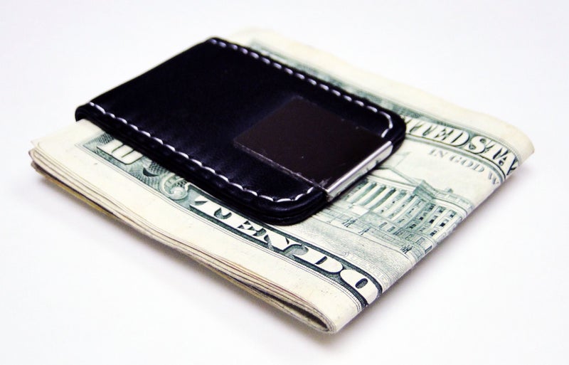Tapp Collections Black Leather Magnetic Money Clip with Chrome Design - Image 2