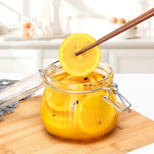 Ash  Roh Ash & Roh Airtight Transparent storage jar with Rubber Seal lid and Clip Lock - Perfect for Kitchen Canning, Fermenting, and Storing Dry Food, Spices, Tea, Snacks, Sugar, and More (pack of 6, 500 ml) - Image 2