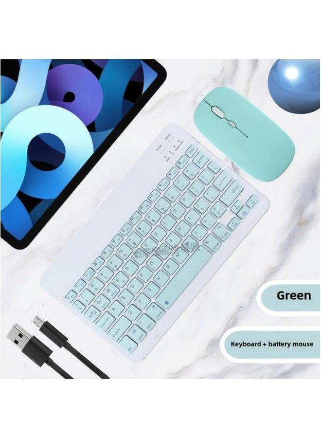 Wireless Bluetooth Keyboard Rechargeable Silent Ultra-thin Mini Computer Mobile Phone Tablet Laptop Mouse Set-Color:10 Inch Green + Single Mouse-Product Type:Upgraded Endurance Edition - Image 1