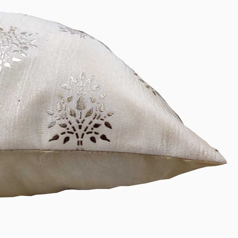 Good Vibes GOODVIBES Polyester Silver Floral Foil Printed Cream Square Cushion Covers 60 cm60cm 24 x 24 inch Pack of 3 - Image 4