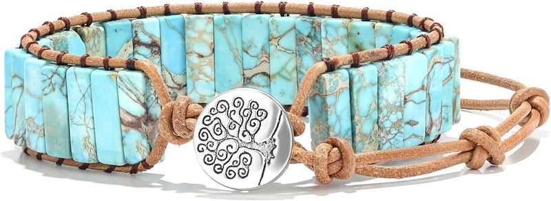 sedmart 7 Chakra Bracelets for Women with Real Stones Leather Wrap Healing Bead Bracelet Women Men Boho Friendship Jewelry - Image 1