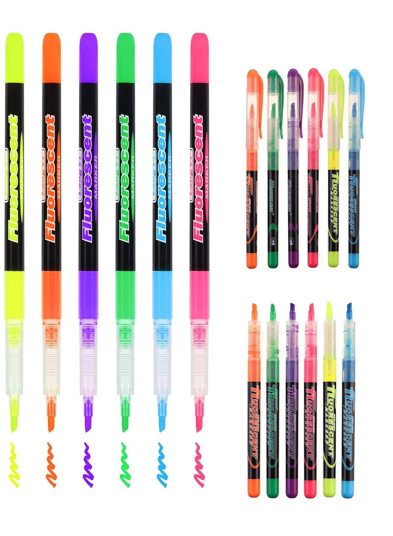 SYOSI Highlighters, 12Pcs Neon Colors Chisel Tip, Marker Pen for Highlight Art Pen Greeting Card Gift Card Writing Drawing Pens for Journaling Note Taking College Preppy School Supplies 6 Colors  - Image 1