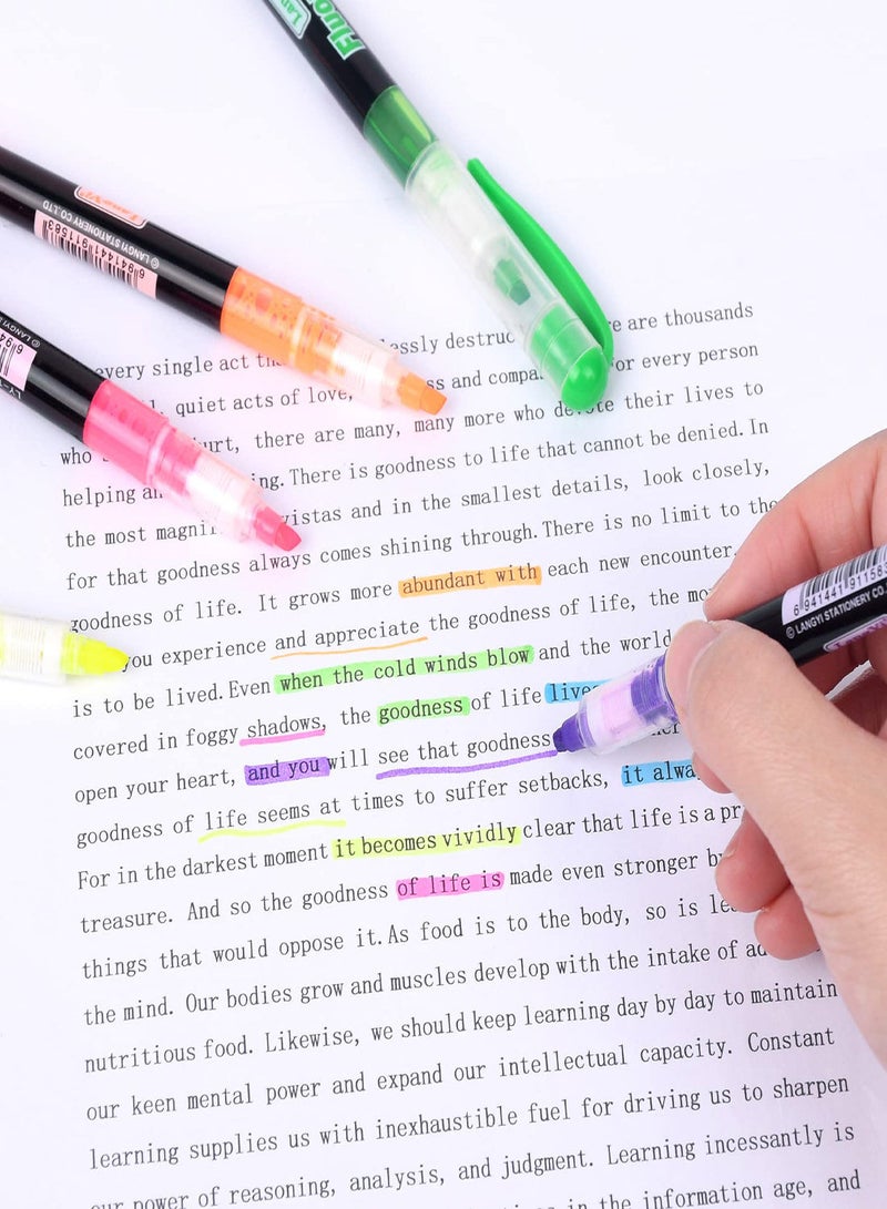 SYOSI Highlighters, 12Pcs Neon Colors Chisel Tip, Marker Pen for Highlight Art Pen Greeting Card Gift Card Writing Drawing Pens for Journaling Note Taking College Preppy School Supplies 6 Colors  - Image 2
