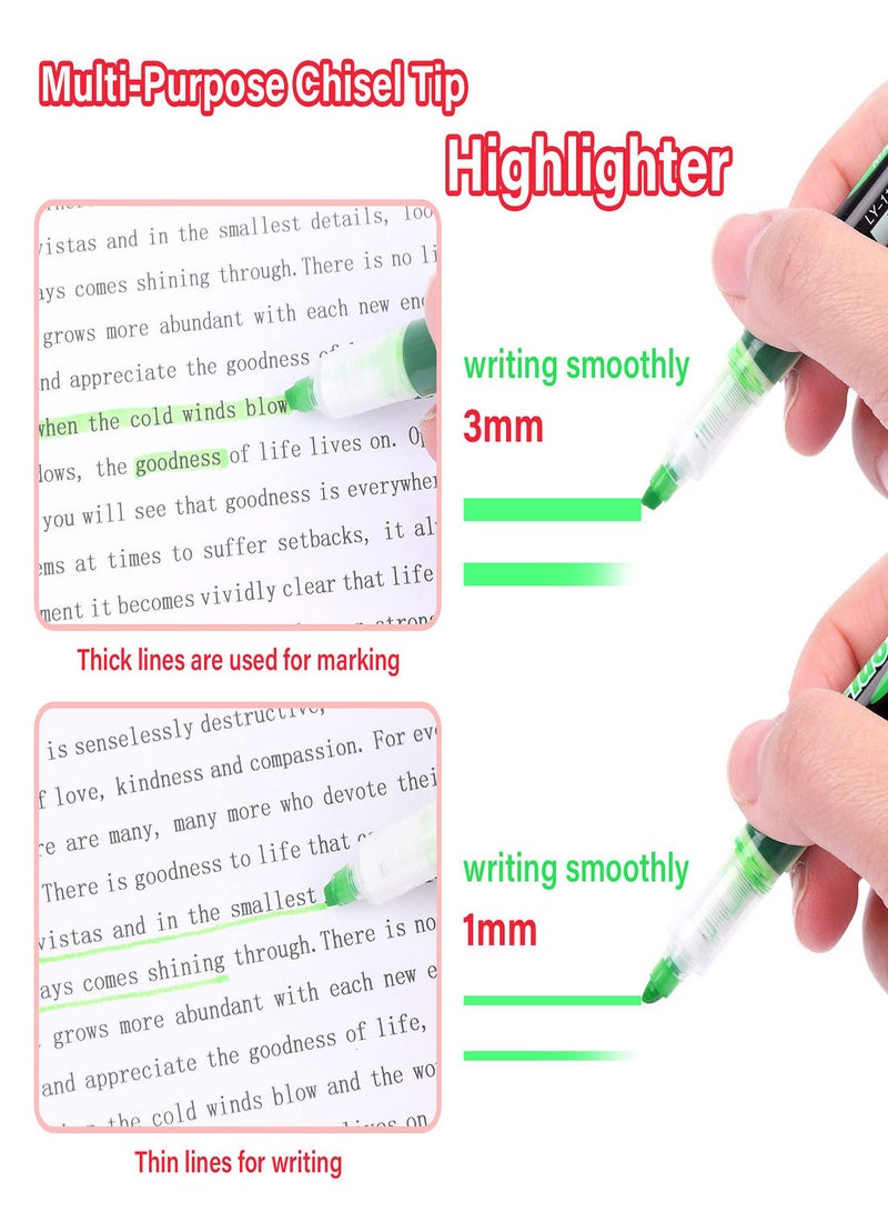 SYOSI Highlighters, 12Pcs Neon Colors Chisel Tip, Marker Pen for Highlight Art Pen Greeting Card Gift Card Writing Drawing Pens for Journaling Note Taking College Preppy School Supplies 6 Colors  - Image 4