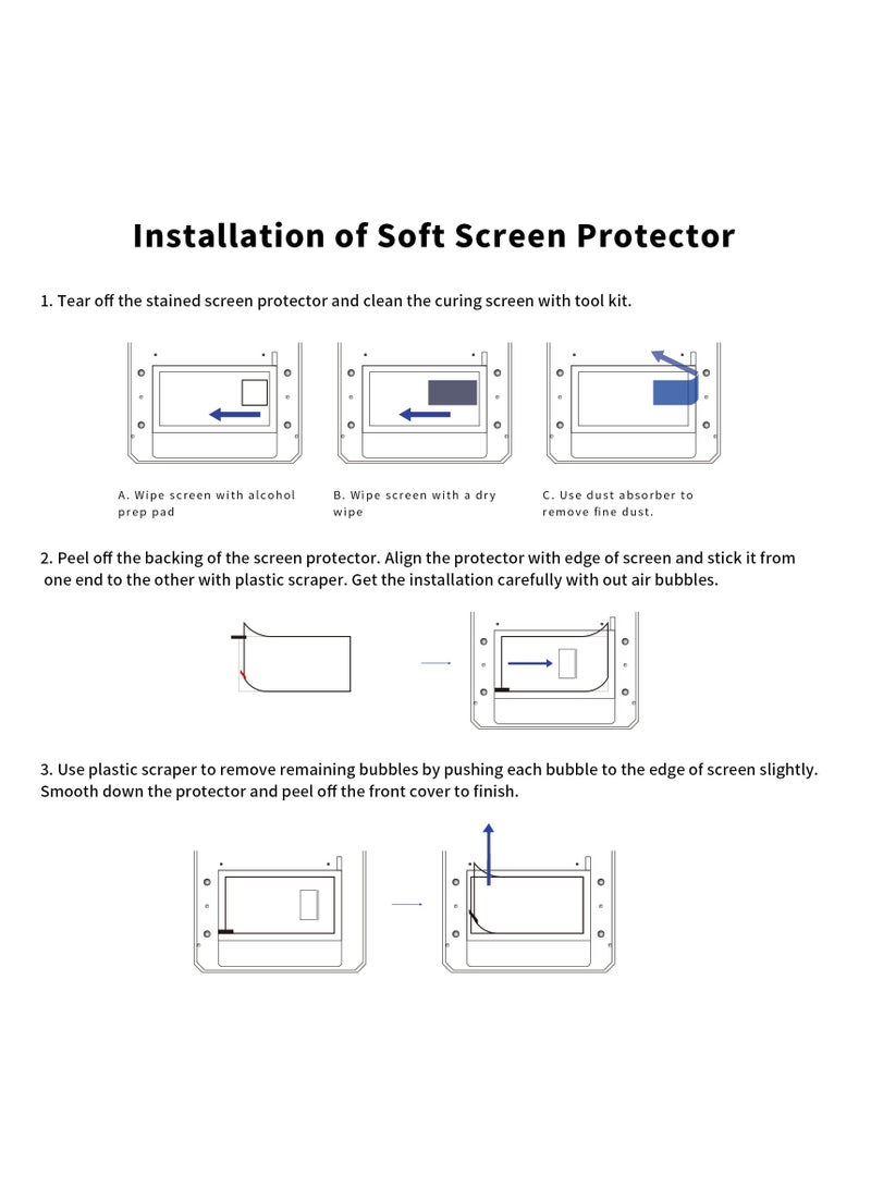 سيوسي واقي شاشة طابعة ثلاثية الأبعاد، 5 قطع فيلم حماية أصلي لطابعة ثلاثية الأبعاد LCD SLA UV من الراتنج مقاس 10.1 بوصة، لطابعات ELEGOO Saturn 2 وPhoton M3 Premium الراتنج ثلاثية الأبعاد  - Image 5