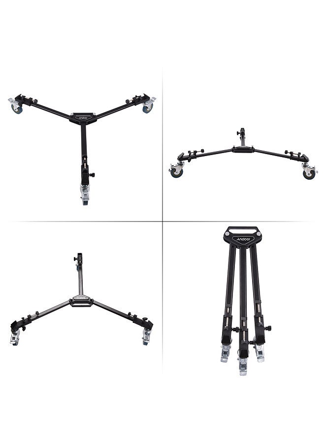 Professional Tripod Dolly Heavy Duty Photography Tripod Base Stand Wheels Max. Load 15KG for Camera Camcorder Video Shooting Studio Photography Activity Shooting