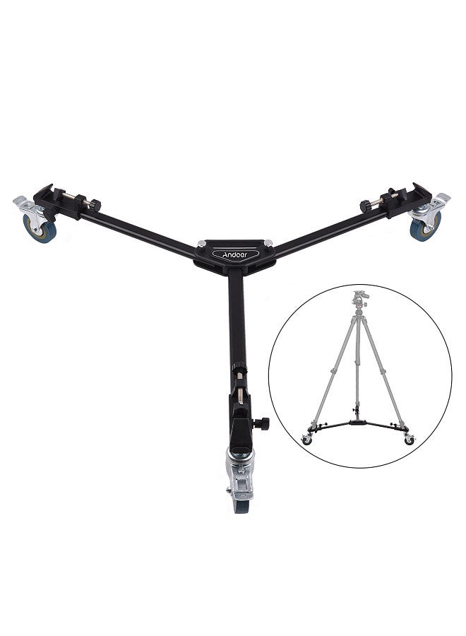 Professional Tripod Dolly Heavy Duty Photography Tripod Base Stand Wheels Max. Load 15KG for Camera Camcorder Video Shooting Studio Photography Activity Shooting