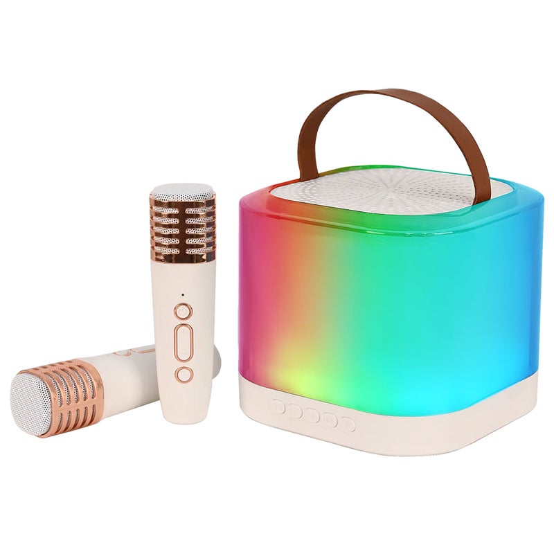 Mini Karaoke Machine Wireless Microphone and Speaker Set with 2 Microphone Rechargeable LED Color Light Handheld Mic Karaoke Speaker Gifts for Birthday Party Desktop Fitness Outdoor Home KTV Set - Image 1