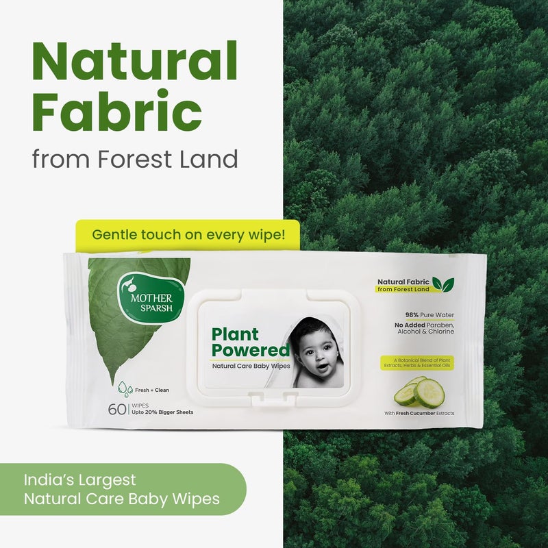 Mother Sparsh Natural Care Baby Wipes | 60 Pcs Pack of 3 - Image 2