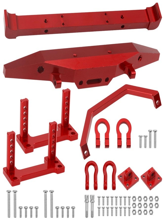 Vgoohobby Aluminum Front Rear Bumper & Trailer Hook Compatibke with MN Model MN128 MN-128 1/12 RC Car (Red) - Image 2