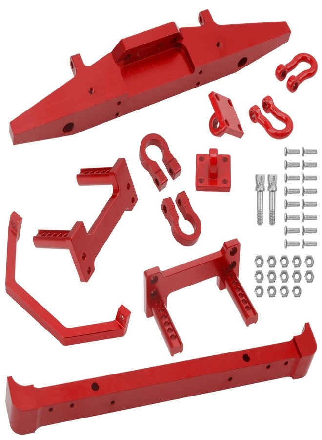 Vgoohobby Aluminum Front Rear Bumper & Trailer Hook Compatibke with MN Model MN128 MN-128 1/12 RC Car (Red) - Image 3
