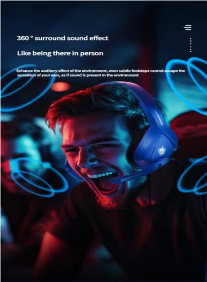 سماعة الألعاب لأجهزة PS4 و PS5 والكمبيوتر الشخصي والكمبيوتر المحمول وسماعات الألعاب الاستريو فوق الأذن مع ميكروفون لإلغاء الضوضاء وسماعات الألعاب لأجهزة XboxOne و Switch و Laptop و Mac و Phone Blue Blue - Image 4