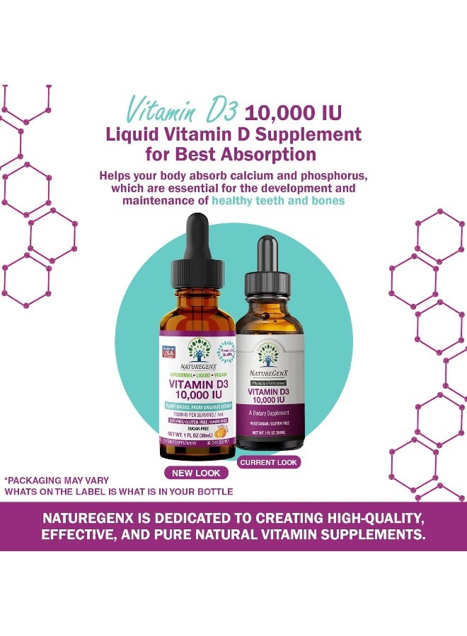 NatureGenX قطرات فيتامين د3 السائلة 10,000 وحدة دولية للبالغين - Image 2
