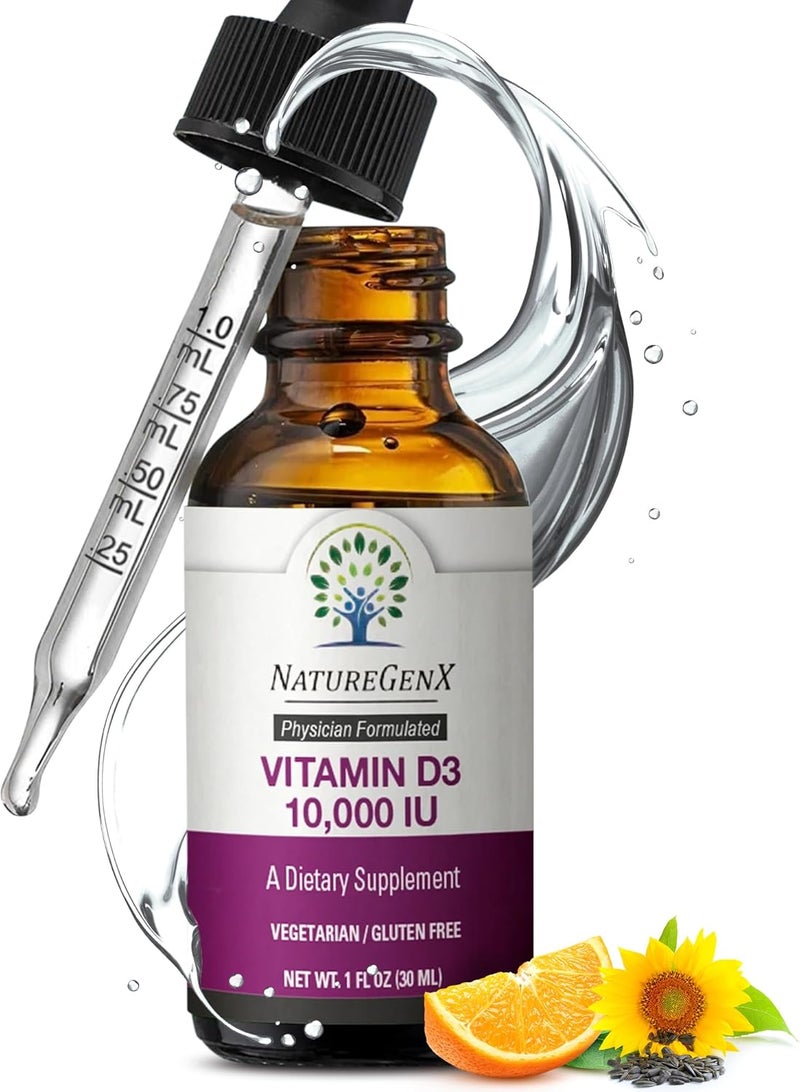 NatureGenX قطرات فيتامين د3 السائلة 10,000 وحدة دولية للبالغين - Image 1