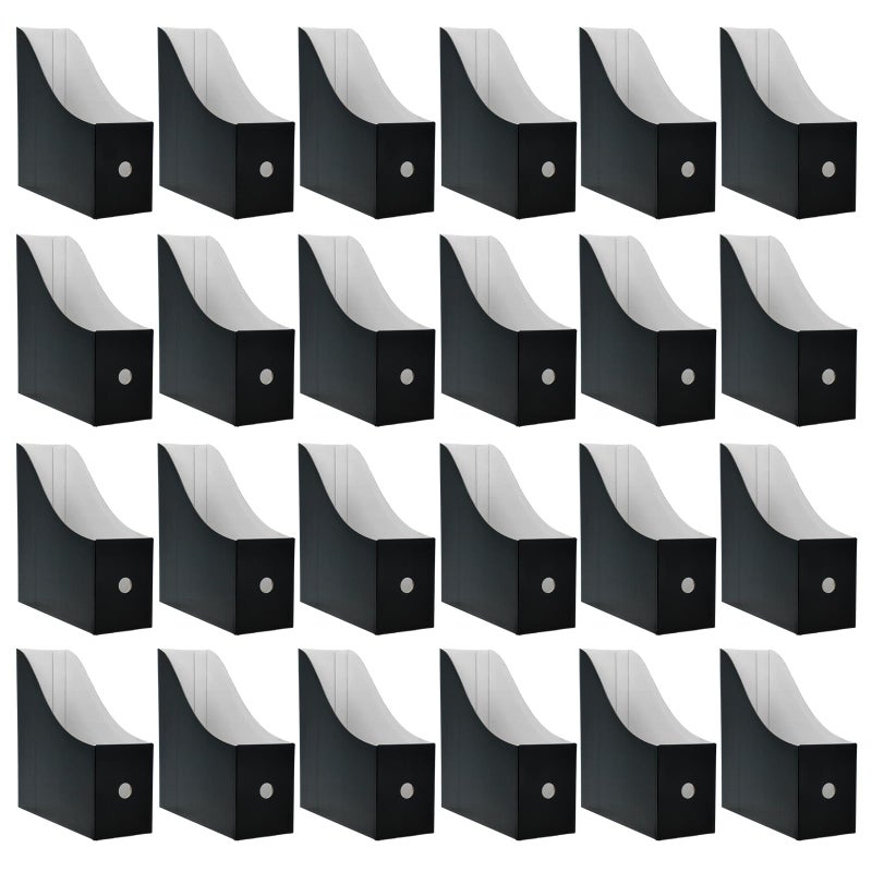 Limitliho Cardboard Magazine Holder (24 Pack), Magazine File Holder for Desk, Sturdy Book Bins for Classroom, Vertical File Folder Organizer, 10.6'' ×10.2'' ×3.5'' Inch Magazine Rack (Black, 24 Pack) - Image 1