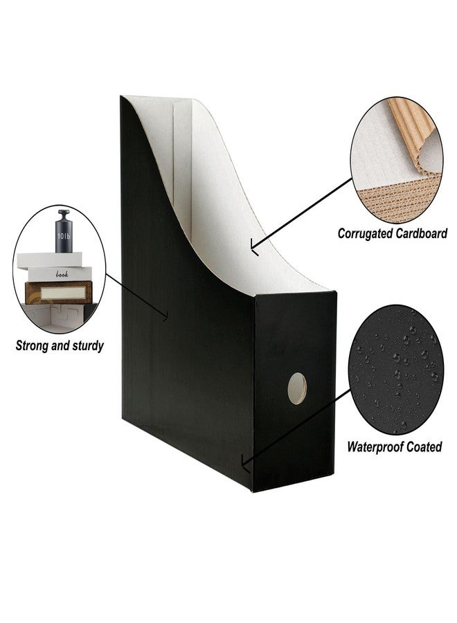 Limitliho Cardboard Magazine Holder (24 Pack), Magazine File Holder for Desk, Sturdy Book Bins for Classroom, Vertical File Folder Organizer, 10.6'' ×10.2'' ×3.5'' Inch Magazine Rack (Black, 24 Pack) - Image 2