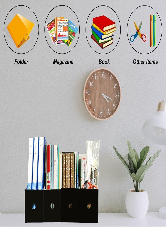Limitliho Cardboard Magazine Holder (24 Pack), Magazine File Holder for Desk, Sturdy Book Bins for Classroom, Vertical File Folder Organizer, 10.6'' ×10.2'' ×3.5'' Inch Magazine Rack (Black, 24 Pack) - Image 4