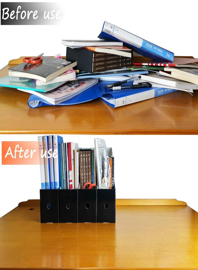 Limitliho Cardboard Magazine Holder (24 Pack), Magazine File Holder for Desk, Sturdy Book Bins for Classroom, Vertical File Folder Organizer, 10.6'' ×10.2'' ×3.5'' Inch Magazine Rack (Black, 24 Pack) - Image 5