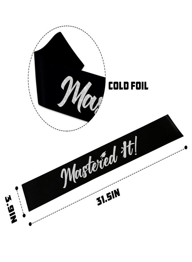 PYQWA Mastered It Sash, Black Sash with Sliver Foil Class of 2025 Supplies, Congrats Grad Sash, Masters Graduation Gift for Her or Him, 2025 Graduation Celebrations Sashes - Image 3