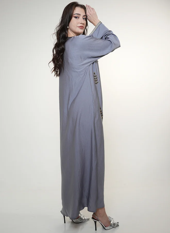 Elena by DStyle Elena by DStyle Satin Jalabiya with Beaded Handwork