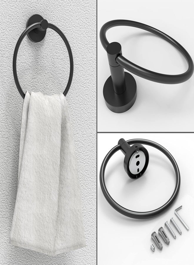 RARXTR Matte Black Toilet Paper Holder & Towel Ring SUS304 Stainless Steel 2pc Bathroom Hardware Set with Double Post Pivoting Toilet Paper Roll Holder Wall Mount & Bathroom Towel Holder Set - Image 5