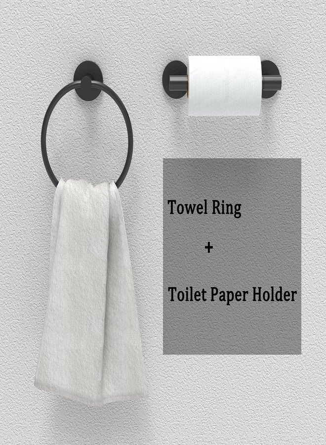RARXTR Matte Black Toilet Paper Holder & Towel Ring SUS304 Stainless Steel 2pc Bathroom Hardware Set with Double Post Pivoting Toilet Paper Roll Holder Wall Mount & Bathroom Towel Holder Set - Image 3