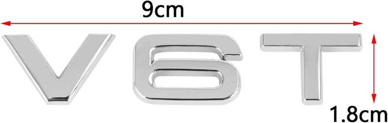 Areyourshop شعار كروم V6T لأودي A1 A3 A4 A5 A6 A7 Q3 Q5 Q7 S6 S7 S8 S4 SQ5 تصميم عالمي متعدد - Image 2