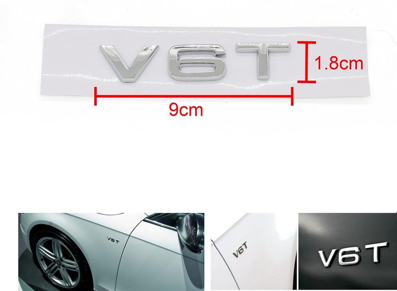 Areyourshop شعار كروم V6T لأودي A1 A3 A4 A5 A6 A7 Q3 Q5 Q7 S6 S7 S8 S4 SQ5 تصميم عالمي متعدد - Image 5