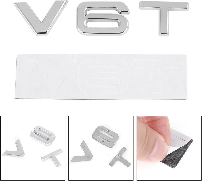 Areyourshop شعار كروم V6T لأودي A1 A3 A4 A5 A6 A7 Q3 Q5 Q7 S6 S7 S8 S4 SQ5 تصميم عالمي متعدد - Image 3