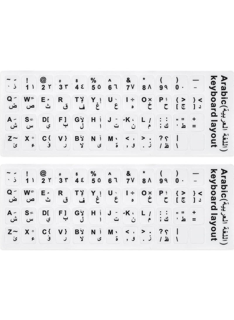 Generic - Arabic Keyboard Stickers Arabic-English Keyboard Letters Replacement Stickers Black Background with White Font for Computer Laptop Notebook Desktop Matte Arabic Keyboard Alphabet Stickers - Image 1