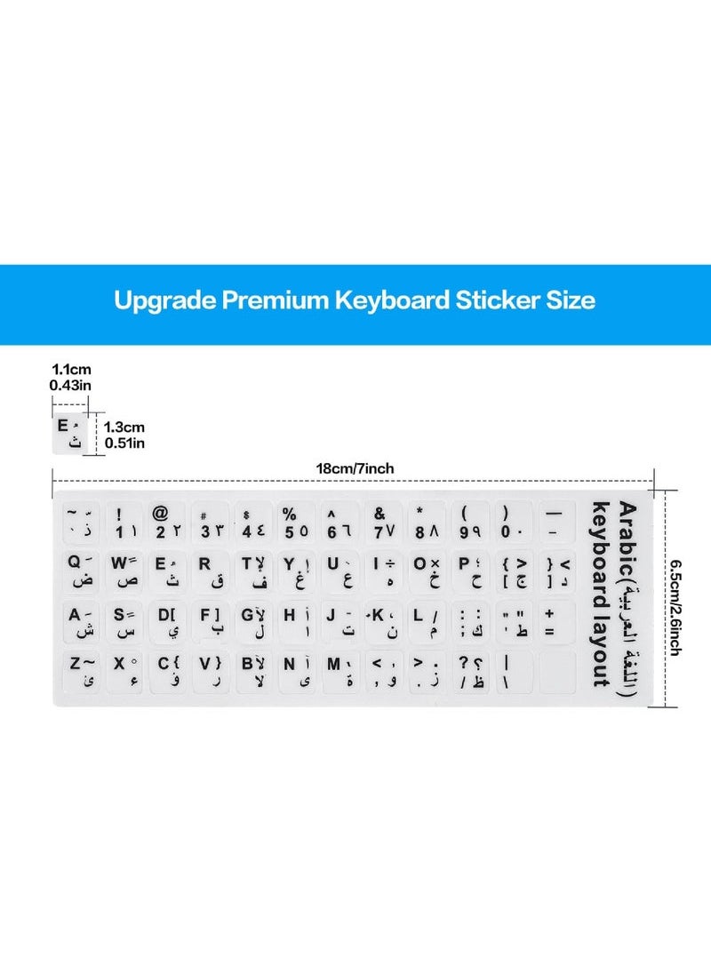 Generic - Arabic Keyboard Stickers Arabic-English Keyboard Letters Replacement Stickers Black Background with White Font for Computer Laptop Notebook Desktop Matte Arabic Keyboard Alphabet Stickers - Image 1