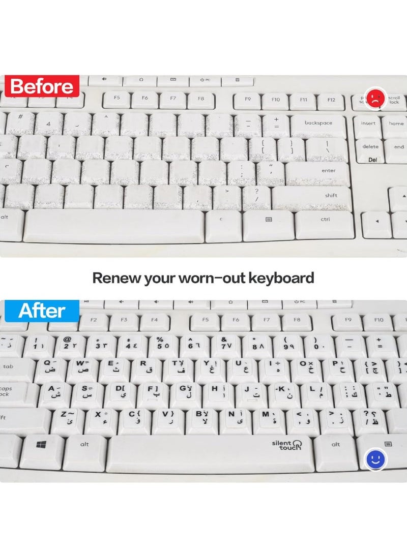 Generic - Arabic Keyboard Stickers Arabic-English Keyboard Letters Replacement Stickers Black Background with White Font for Computer Laptop Notebook Desktop Matte Arabic Keyboard Alphabet Stickers - Image 1
