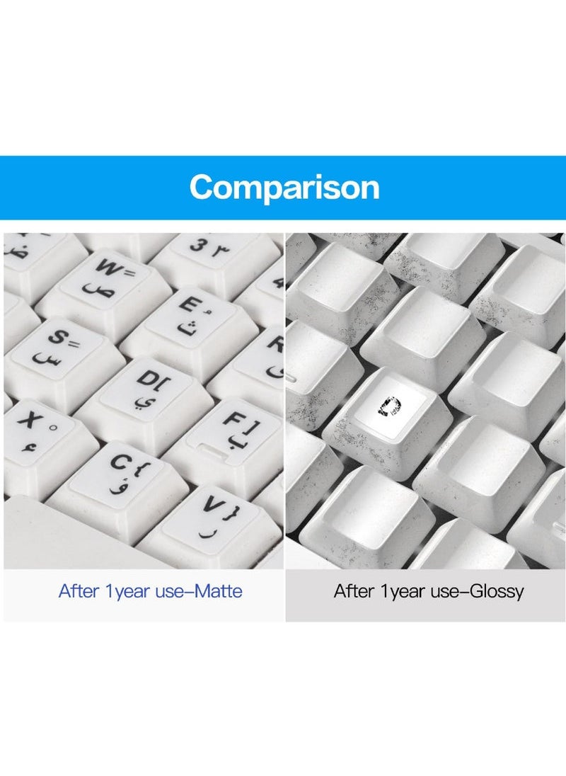 Generic - Arabic Keyboard Stickers Arabic-English Keyboard Letters Replacement Stickers Black Background with White Font for Computer Laptop Notebook Desktop Matte Arabic Keyboard Alphabet Stickers - Image 1